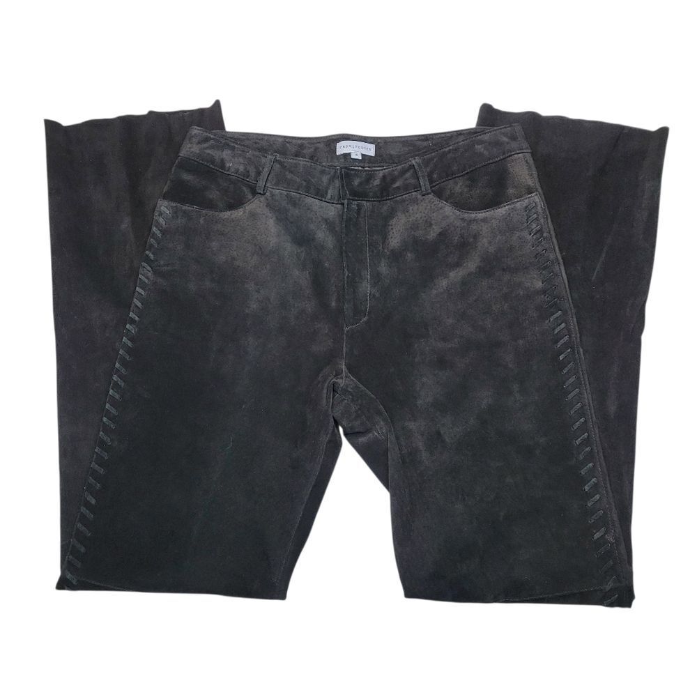 Territories Suede Leather Pants with Woven Or Laced Detail Up Sides